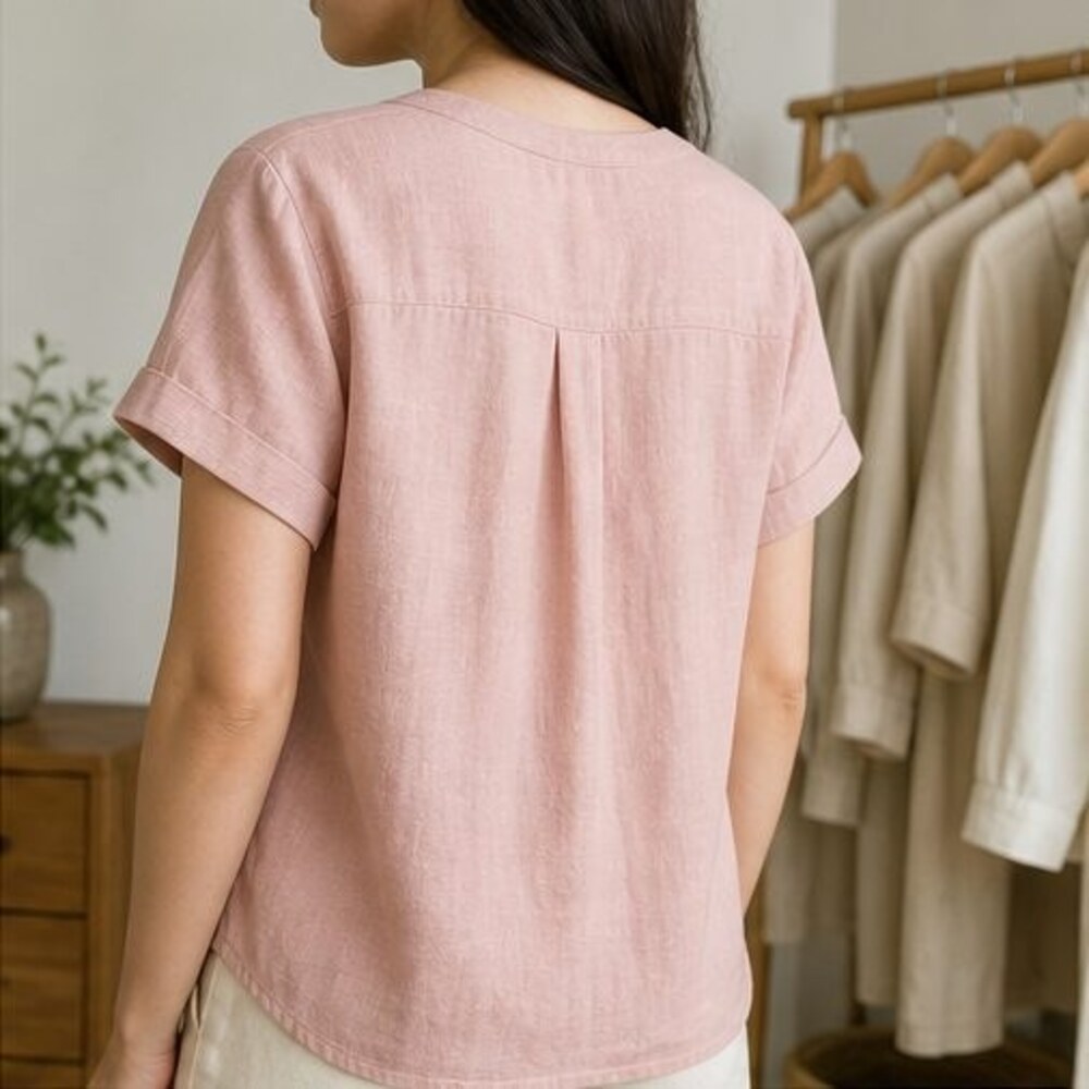 Blush Button Blouse - Picture 3 of 6